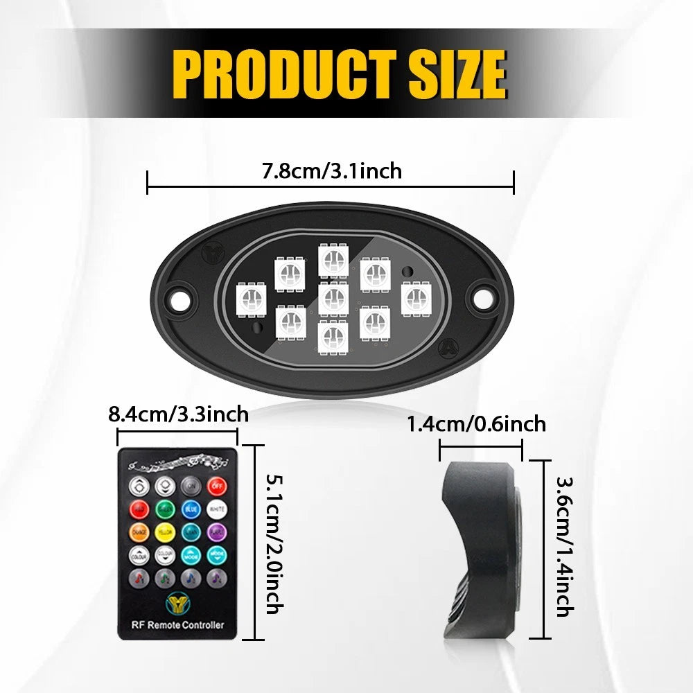 20X RGB LED Rock Lights Kit Underbody Neon Light Bluetooth App Remote Control A 6B93BC-57