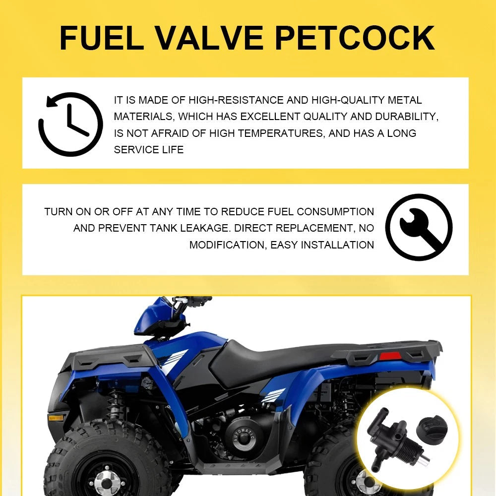 Fuel Tank Valve Petcock 3 Way w/ Knob NUT For Polaris Magnum 325 330 500 7052161 6B93BC-57