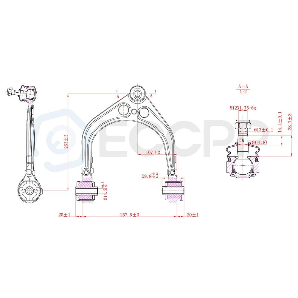 Complete 12 Upper Lower Control Arms For 05-09 Dodge Charger & Magnum 2WD 6B93BC-57