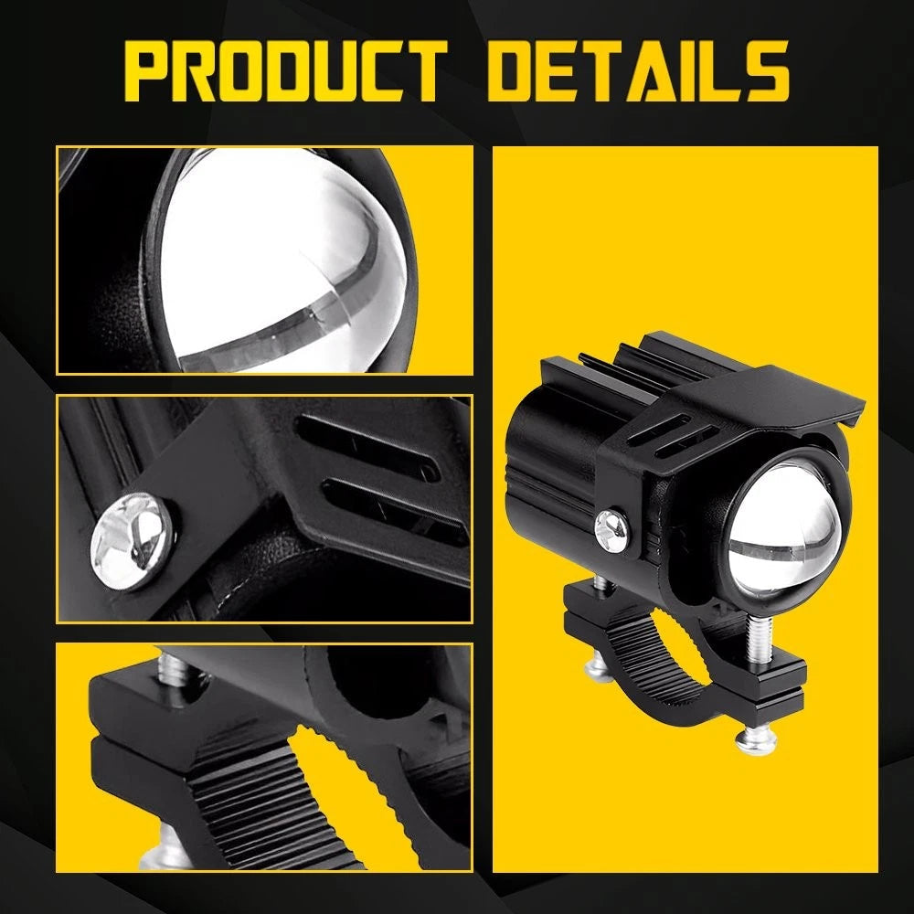 2Pcs Bi-colors Motorcycle LED Spotlight Headlight Driving Auxiliary Fog Lamps EA 6B93BC-57