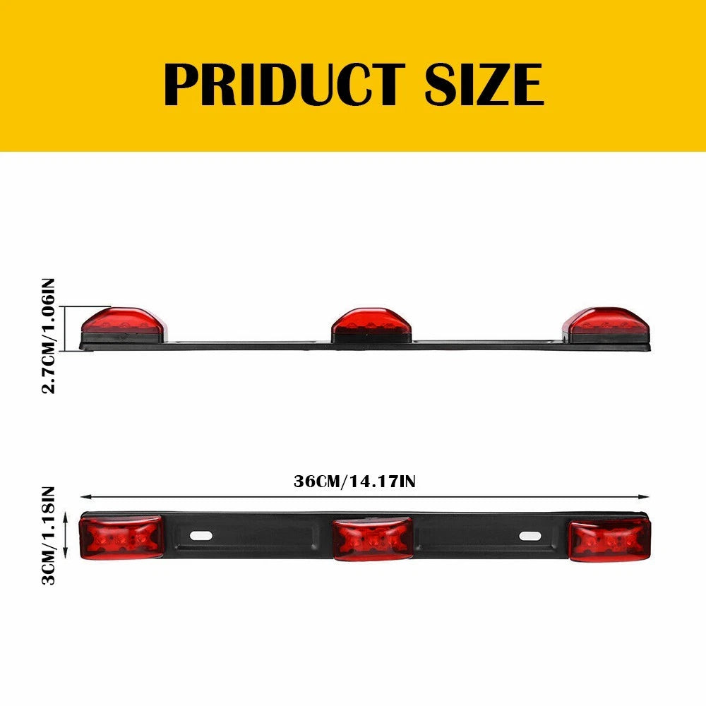 15 inch Sealed Truck& RV Trailer Light Bar 3 LED Third Brake Lights Strip Red 6B93BC-57