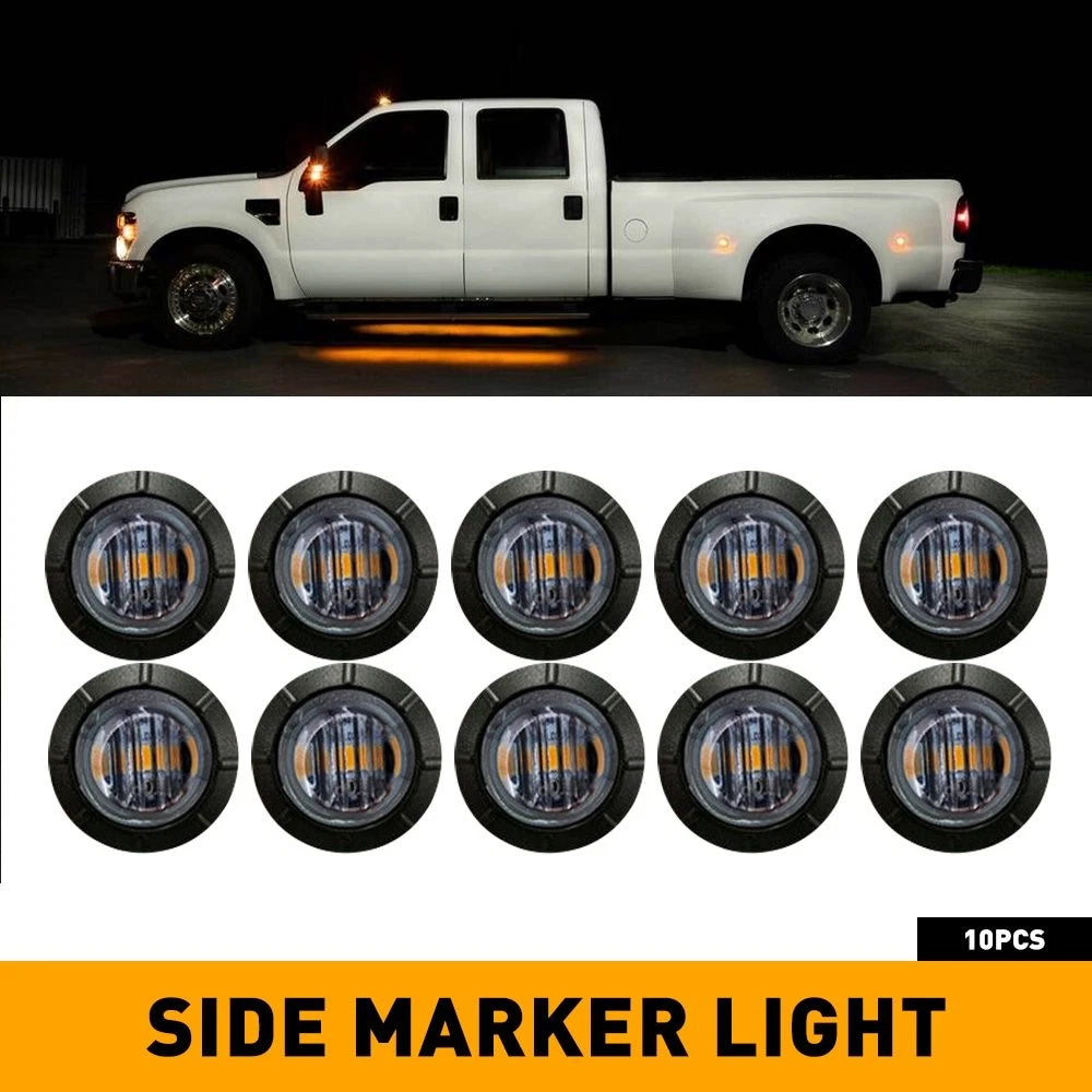 10X 3/4" Marker Lights LED Truck Trailer Round Side Bullet Light Amber Smoke EOA 6B93BC-57