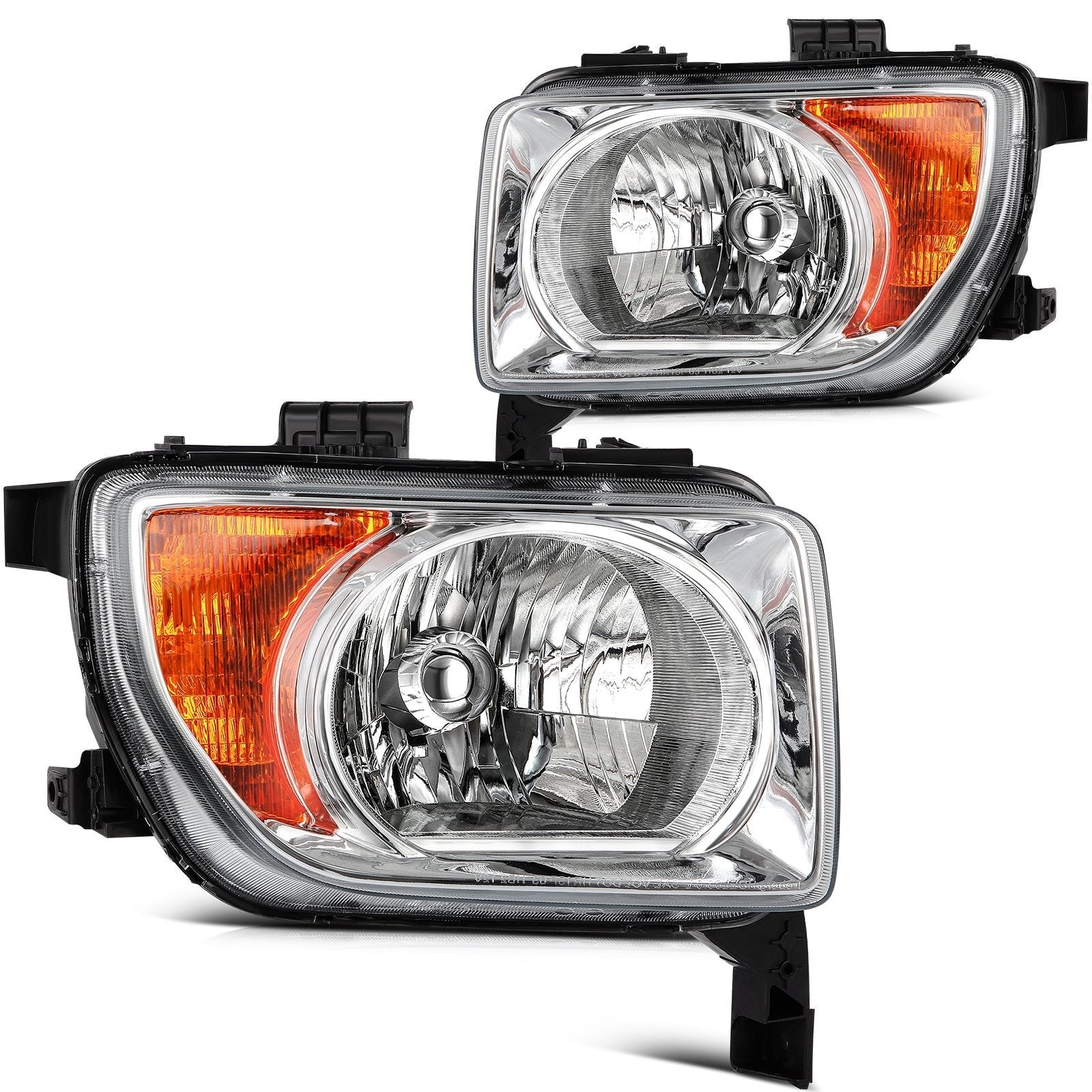 ECCPP Headlights Assembly For Honda Element 2.4L 2003-2008 Pair Kit Chrome Amber 6B93BC-57