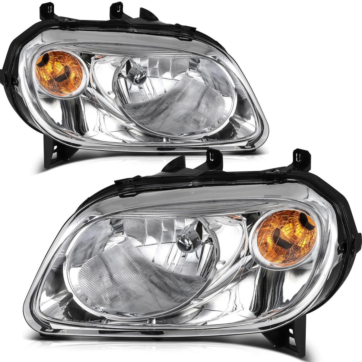 Headlights Assembly Left+Right For 2006-11 Chevy HHR Chrome Housing w/Reflector