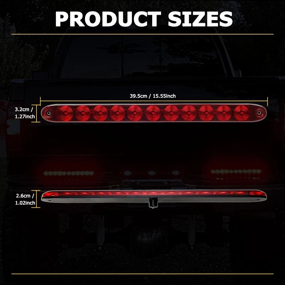 2PCS 15" 11 LED Red Truck Trailer Light Bar Stop Turn Tail Brake Light Strip Kit 6B93BC-57