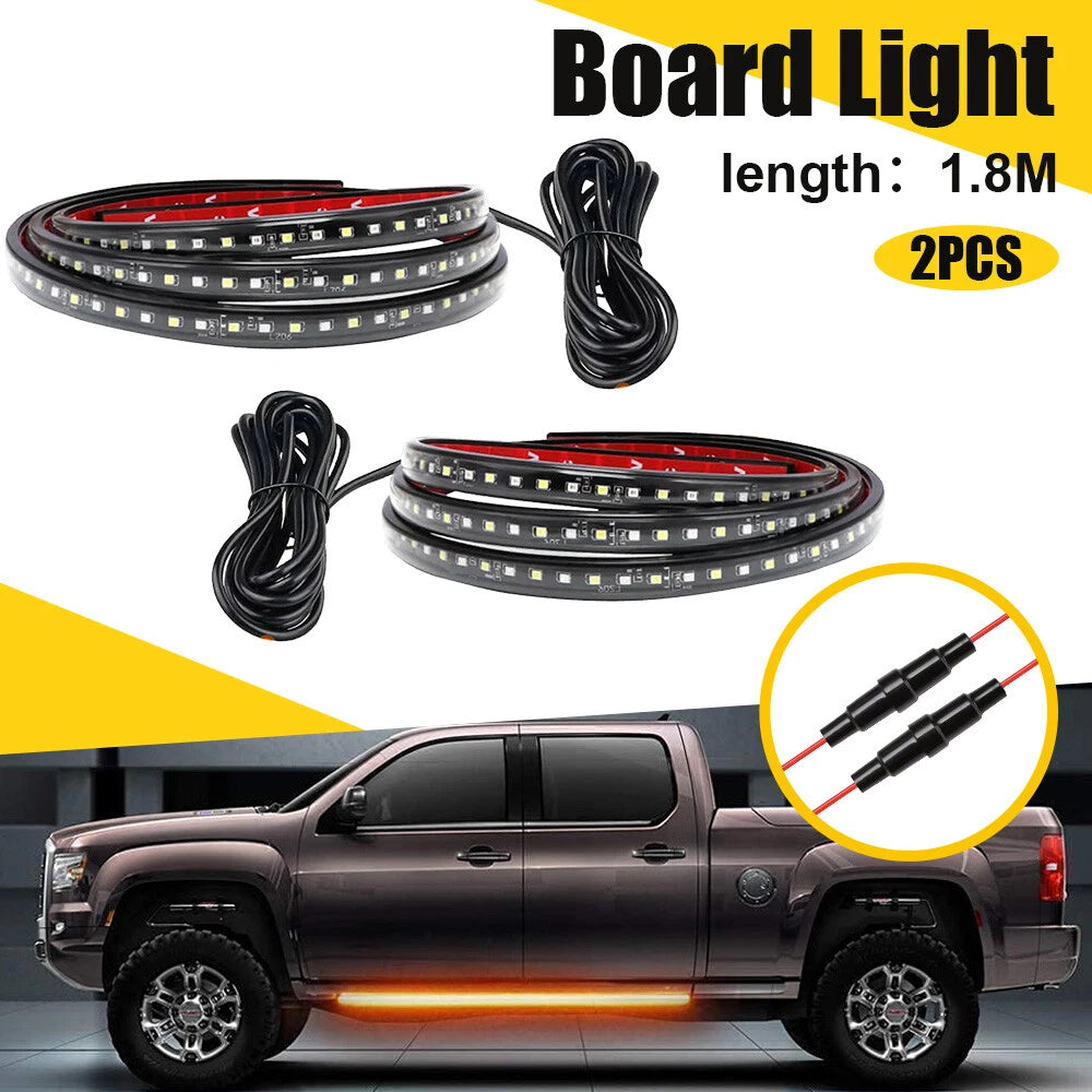 60"70" Running Board LED Light DRL Side Step Strip Bar Amber White Turn Signal A 6B93BC-57