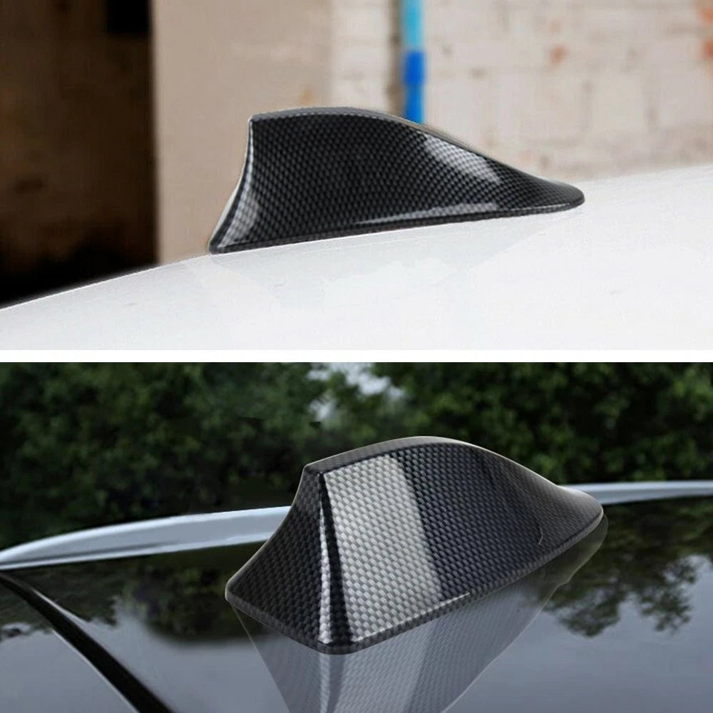 Carbon Fiber Car Roof FM AM Radio Functional Shark Fin Antenna Aerial Cover 6B93BC-57