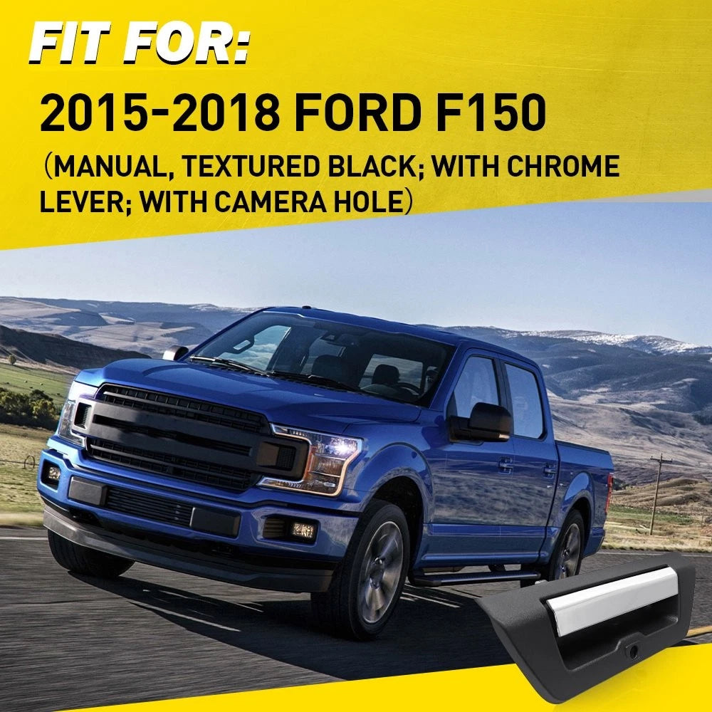 Tailgate Handle For 2015-2018 Ford F-150 Chrome Lever Textured W/ Camera Hole EA 6B93BC-57