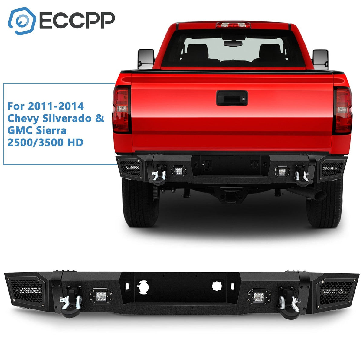 For 2011-2014 Chevy Silverado 2500 3500 HD Complete Steel Rear Bumper Assembly 6B93BC-57