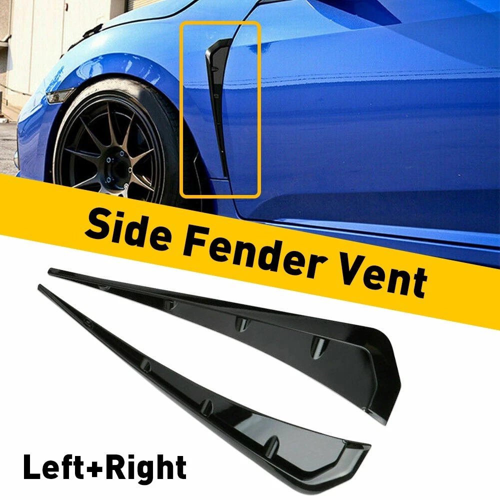 For 2016-2021 Civic Honda Glossy Black ABS Side Fender Vent Air Wing Cover Trim 6B93BC-57