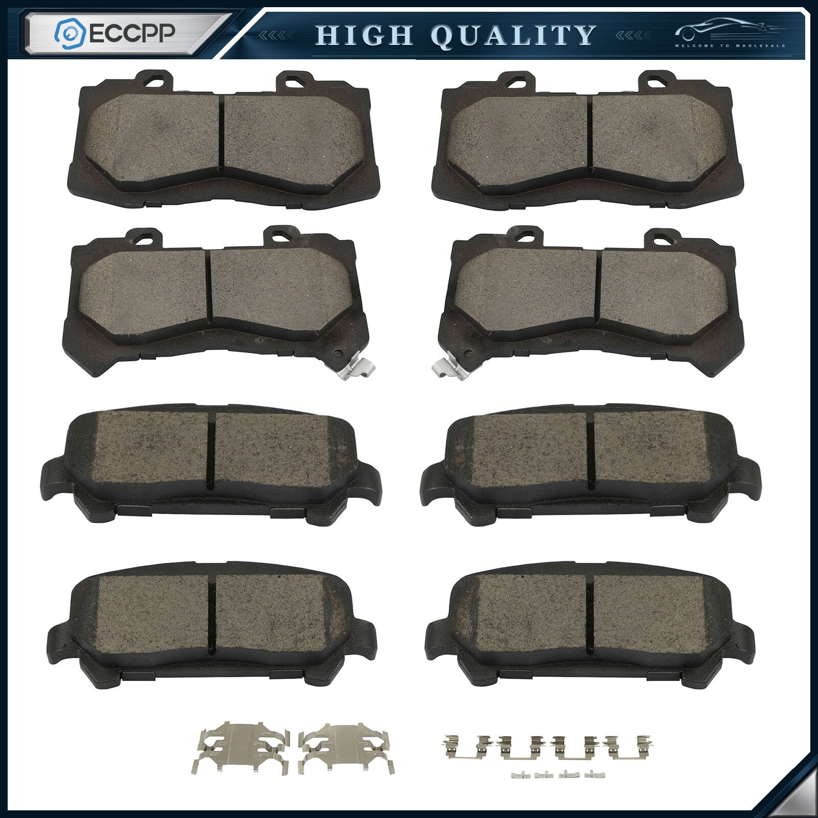 8pc Front & Rear Ceramic Brake Pads for 2015 2016-2020 Chevy Colorado GMC Canyon 6B93BC-57