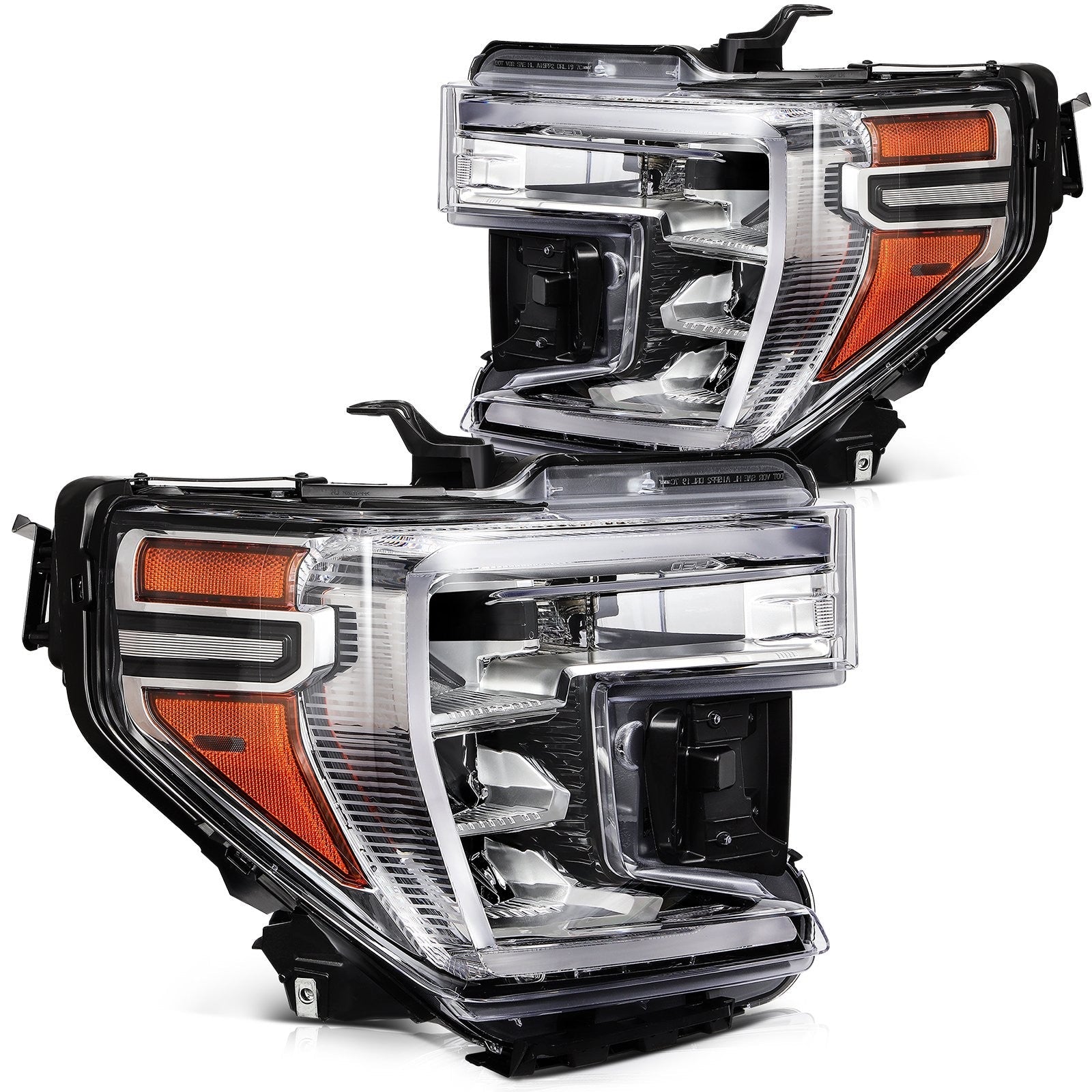 ECCPP LED Headlights Assembly For GMC Sierra 1500 2019-2022 Pair Kit Black Amber 6B93BC-57