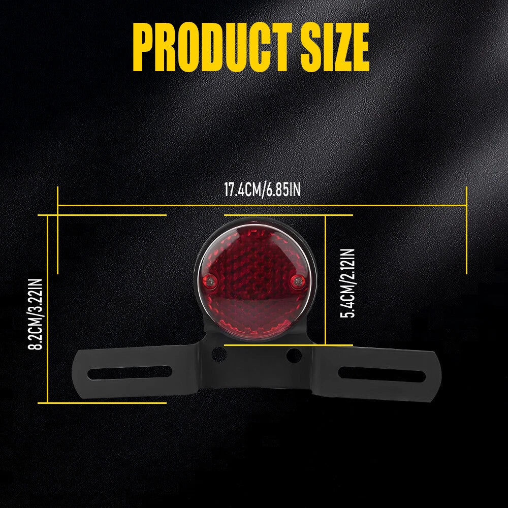 Round Motorcycle LED Brake Tail Light Red For Harley Chopper Bobber Cafe Racer A 6B93BC-57
