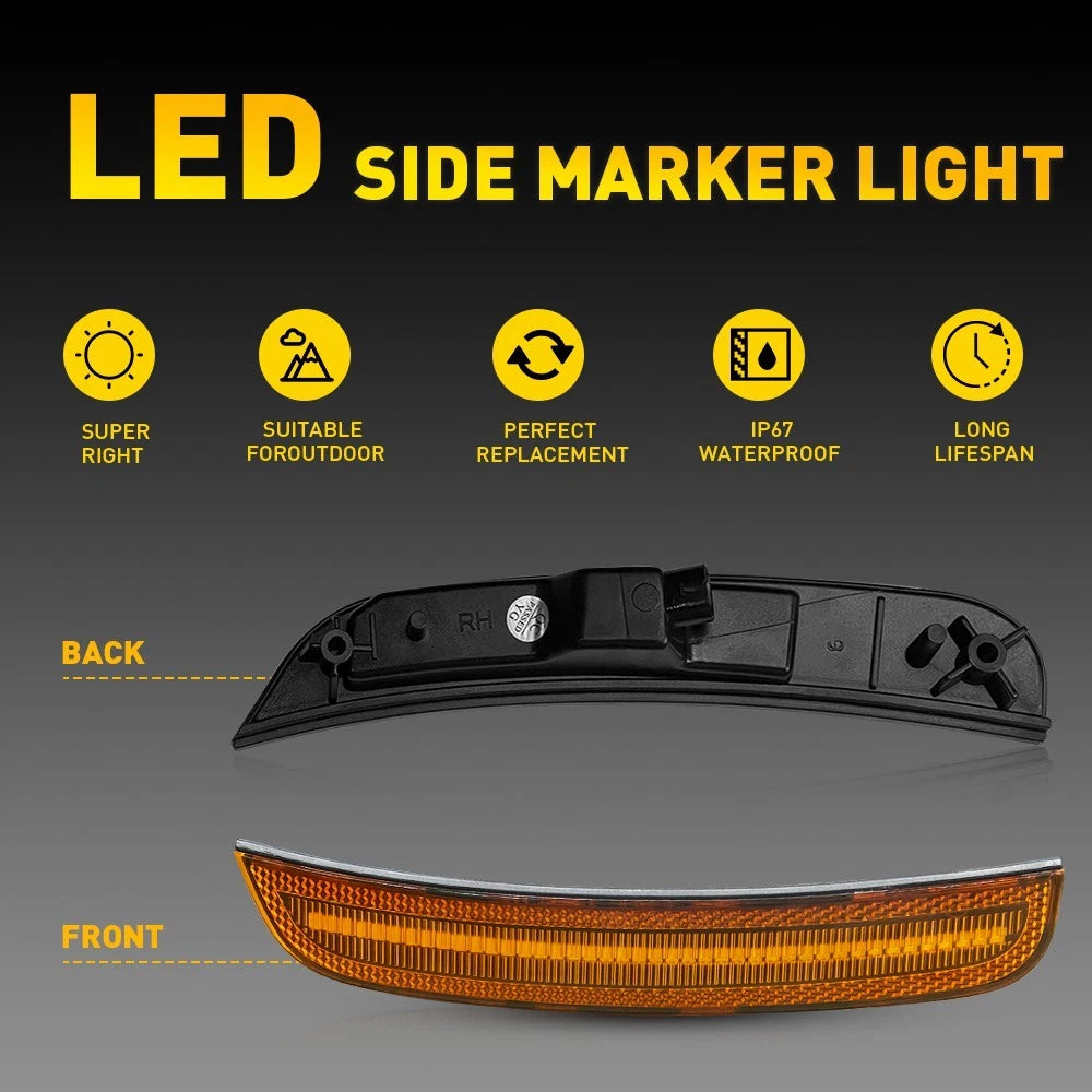 For 2015-up Chrysler 300 300C Front Bumper Side Marker Lamps Lights Amber Lens A 6B93BC-57