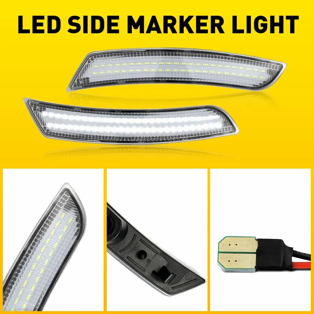 Fit 2016-2022 Chevrolet Camaro white clear LED Marker Side Lights Kit Front Rear 6B93BC-57