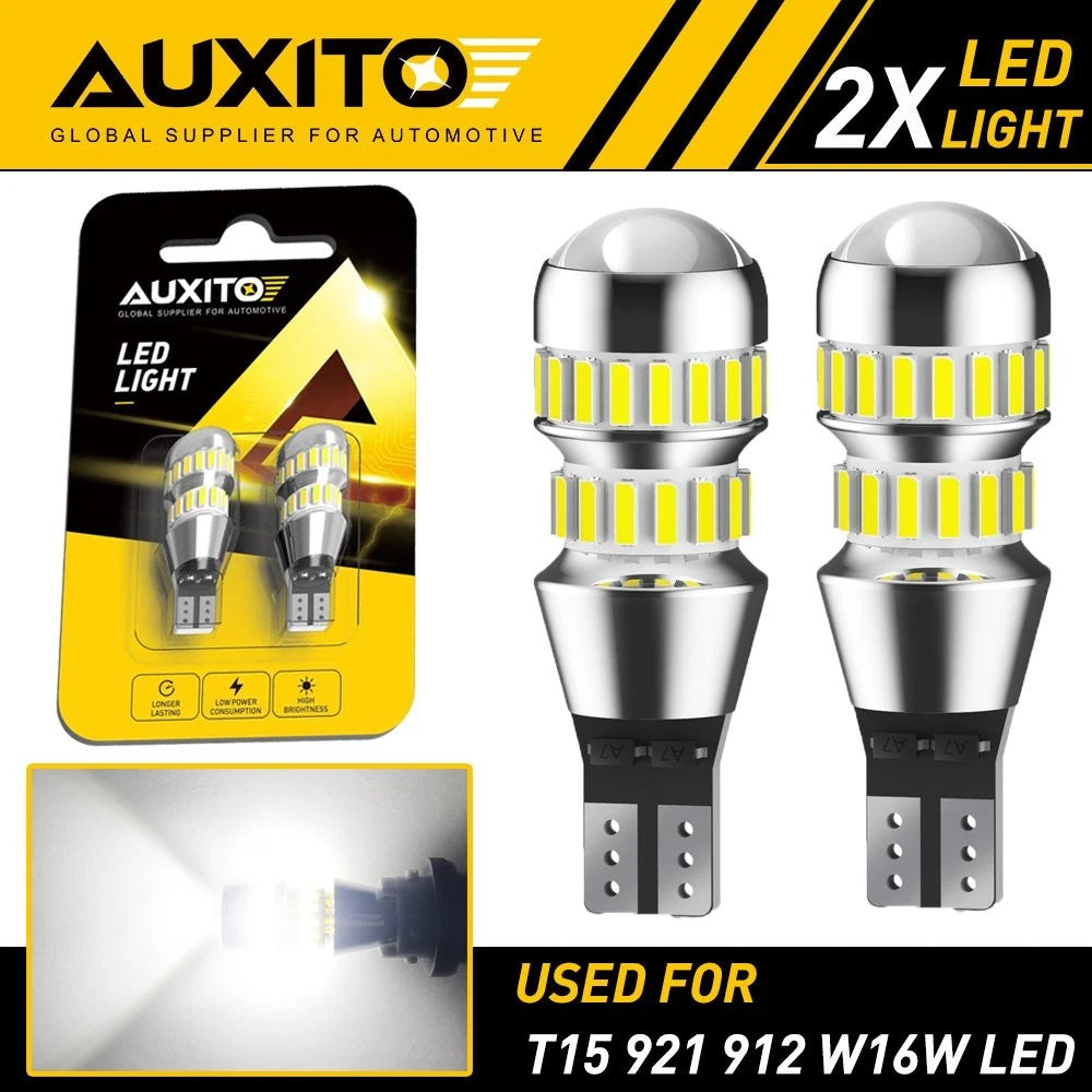 2pcs AUXITO 921 912 LED Reverse Backup Light Bulb 3000LM 6000K Super Bright T15 AUXITO