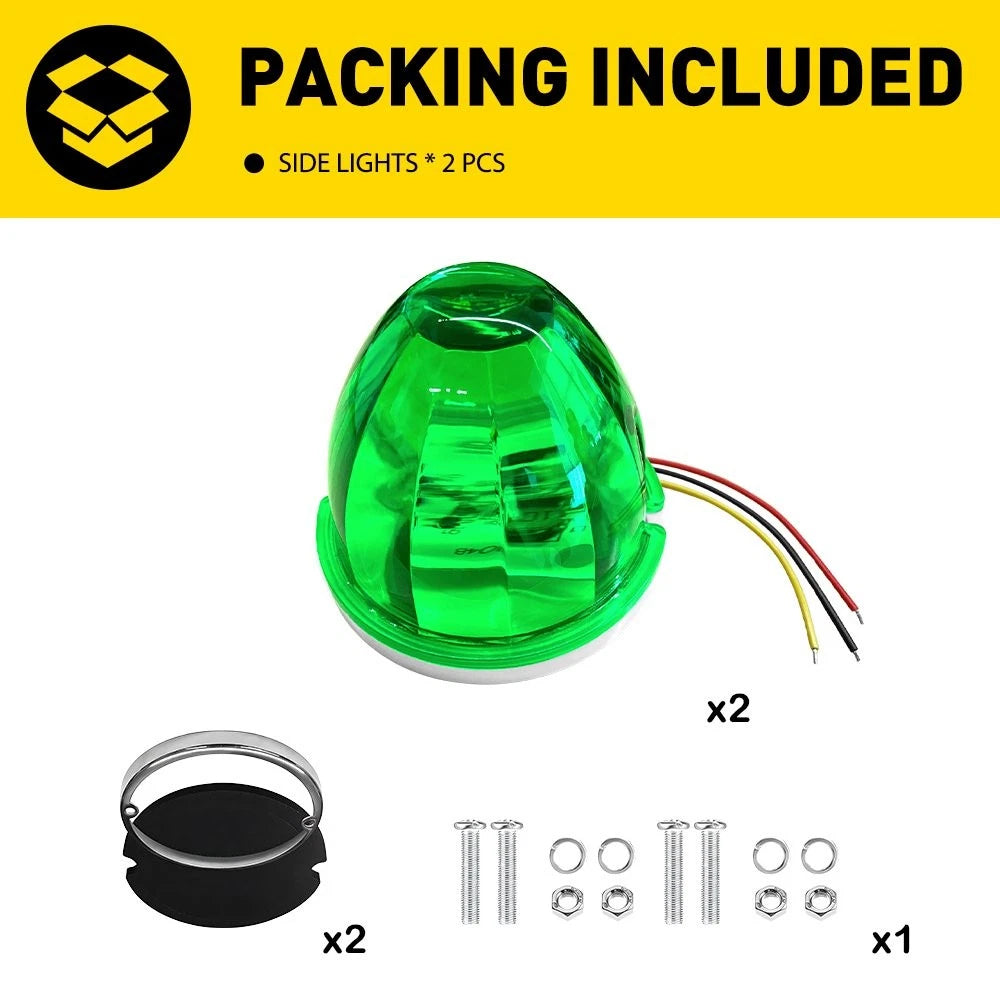 6X Green LED Watermelon LightsSide Marker Truck Trailer Chrome Housing 12-24V EA 6B93BC-57