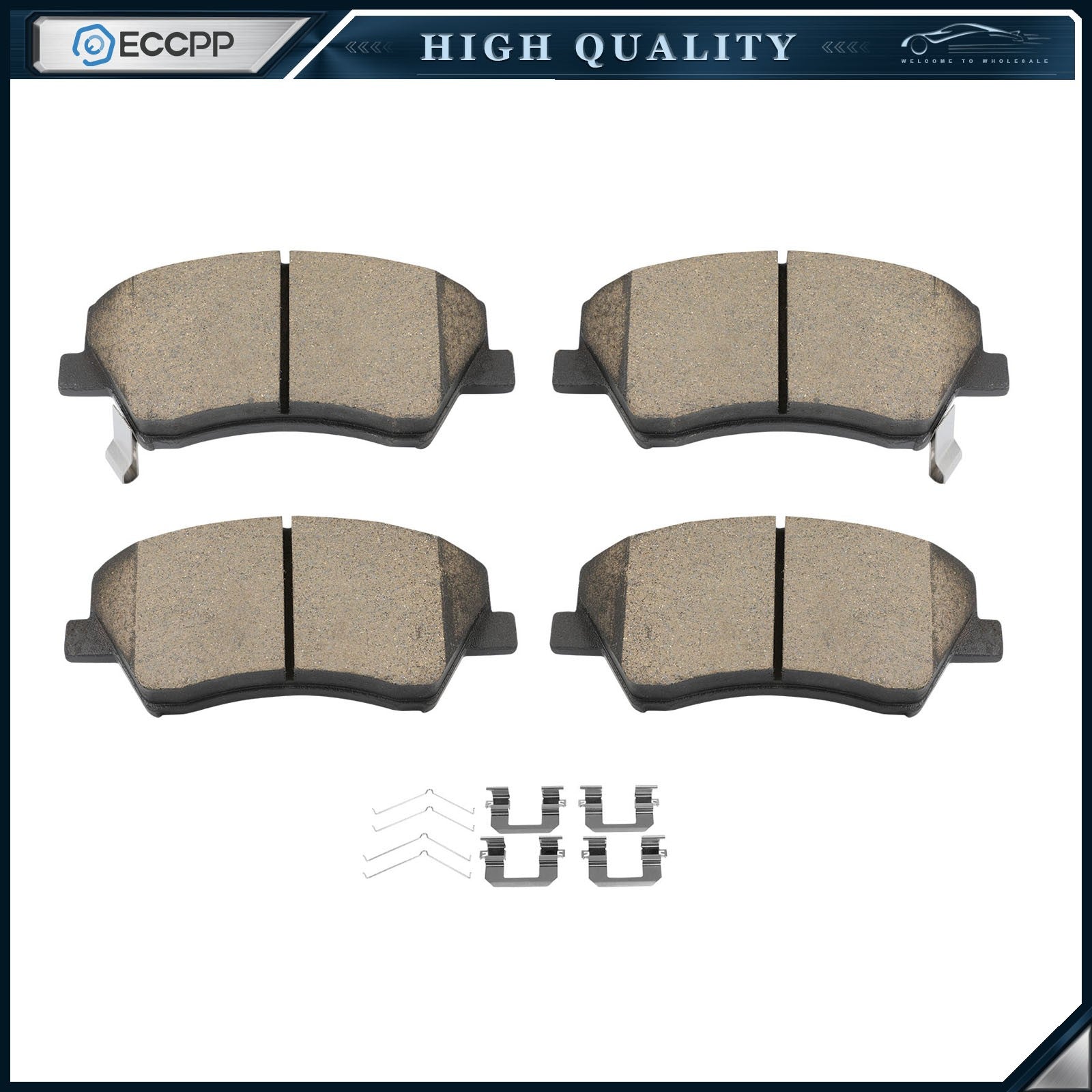 Front Ceramic Brake Pads w/Hardware for Ford Transit-250 2015 - 2020 All Models 6B93BC-57