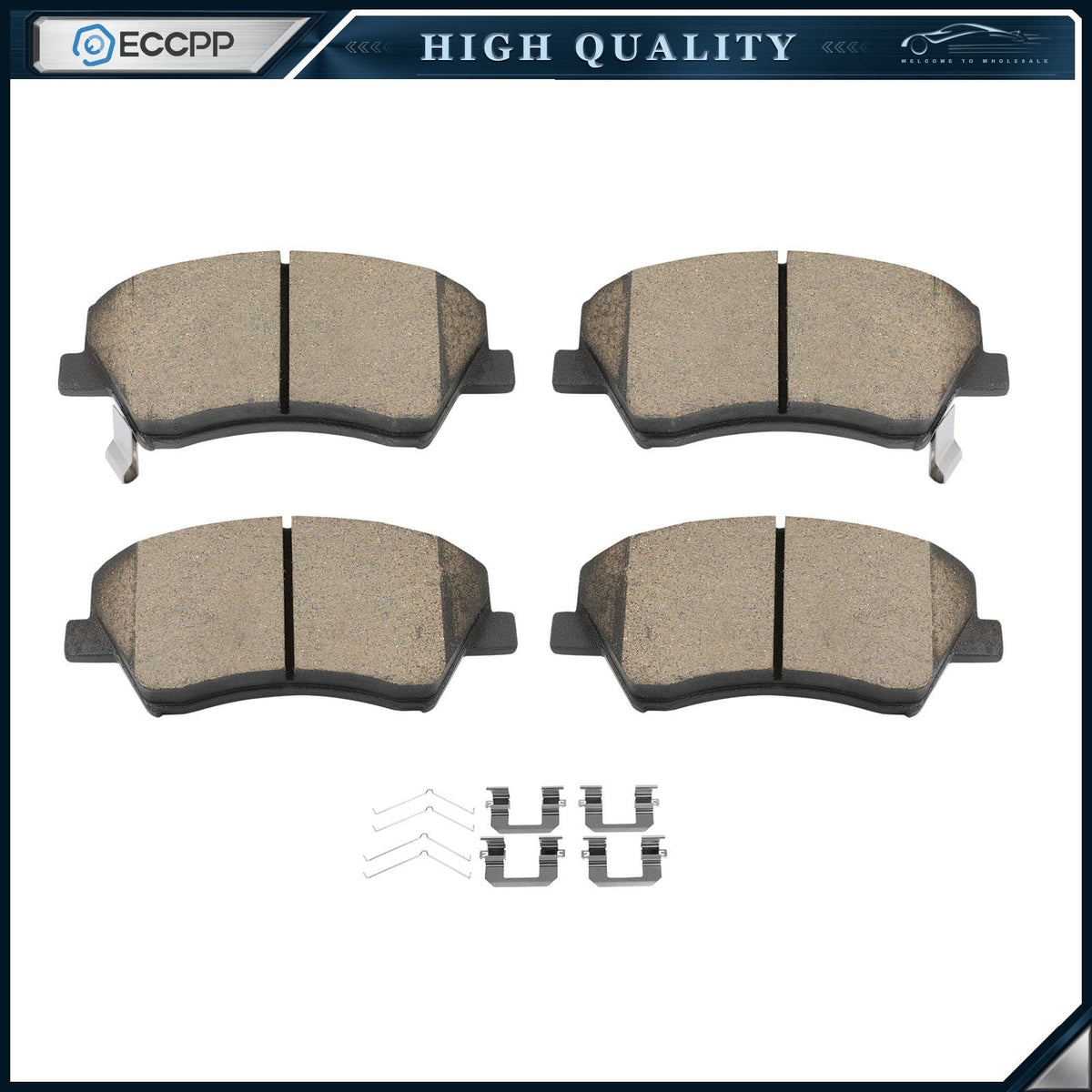 Front Ceramic Brake Pads w/Hardware for Ford Transit-250 2015 - 2020 All Models 6B93BC-57