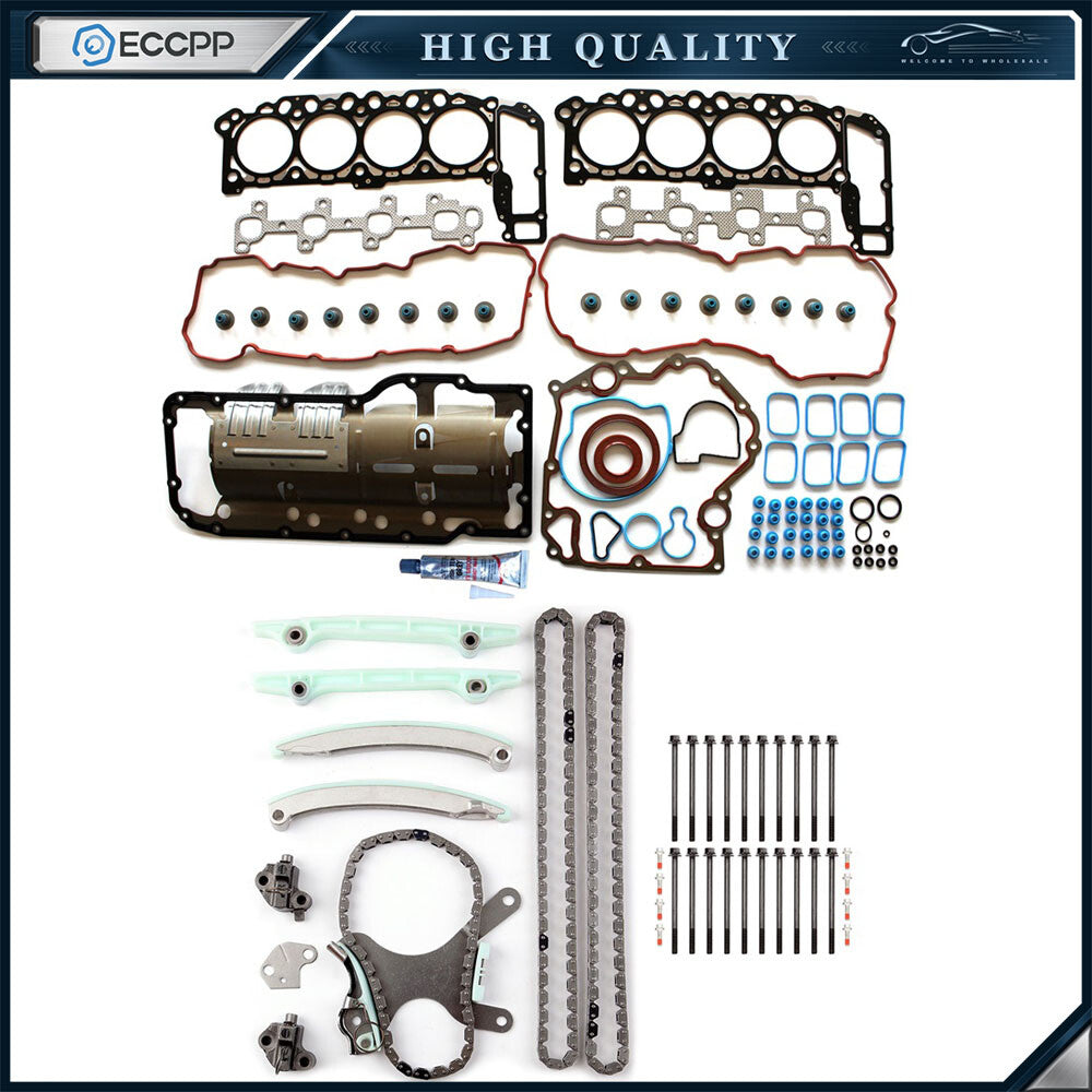 Head Gasket Bolts Set & Timing Chain Kit For 2004 2007 Dodge Ram 1500 4.7L 6B93BC-57