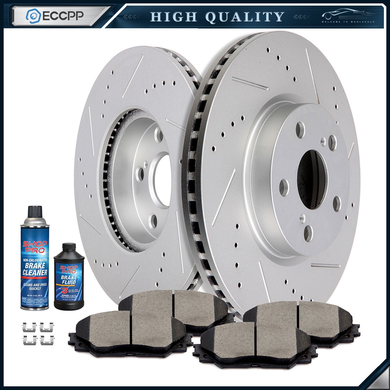 For Toyota for Corolla Matrix Front Drilled & Slotted Brake Rotors And Pads 6B93BC-57