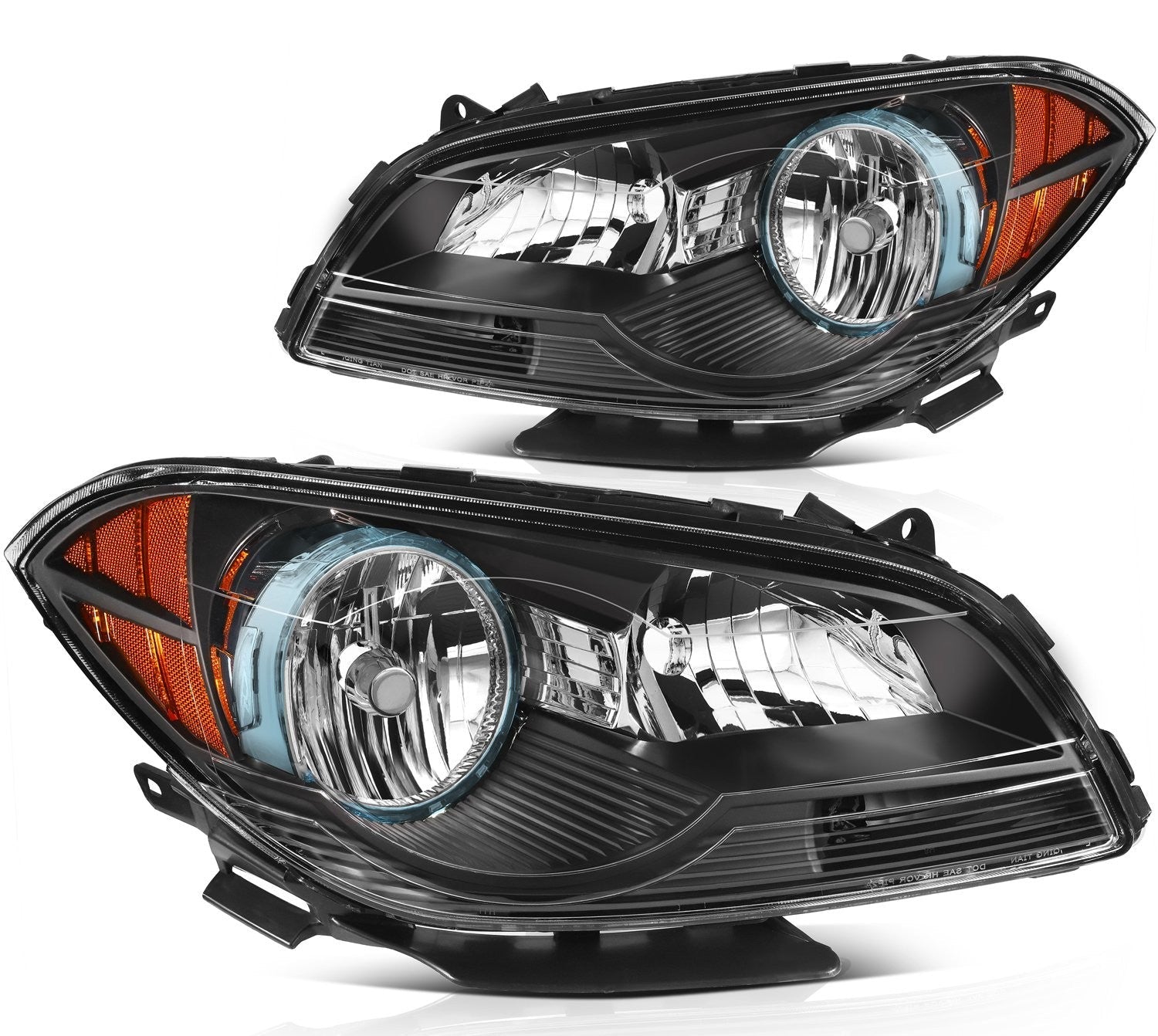 ECCPP Headlights Assembly For Chevrolet Malibu 2008-2012 Pair Kit Black Amber 6B93BC-57