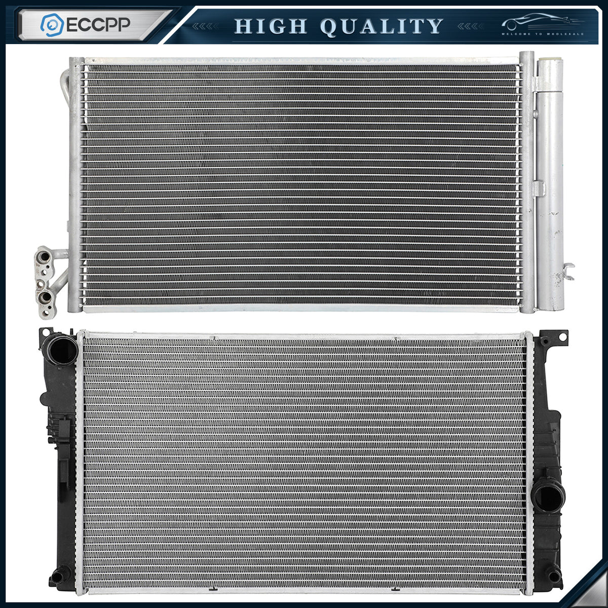 Aluminum Radiator & AC Condenser Cooling Kit For 2012-2013 BMW 335i xDrive 335is