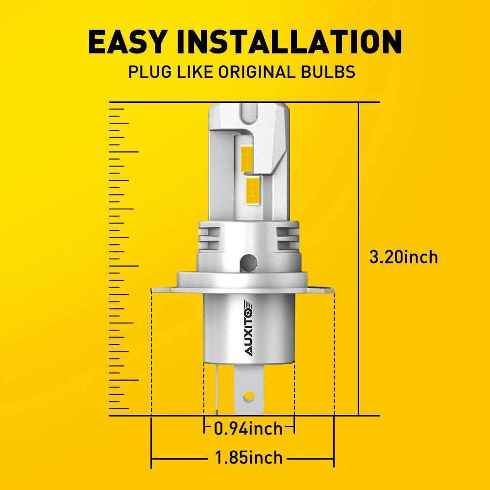 AUXITO H4 9003 LED Headlight Bulbs Hi Low Beam Kit 3000K Amber Yellow Canbus EOA AUXITO