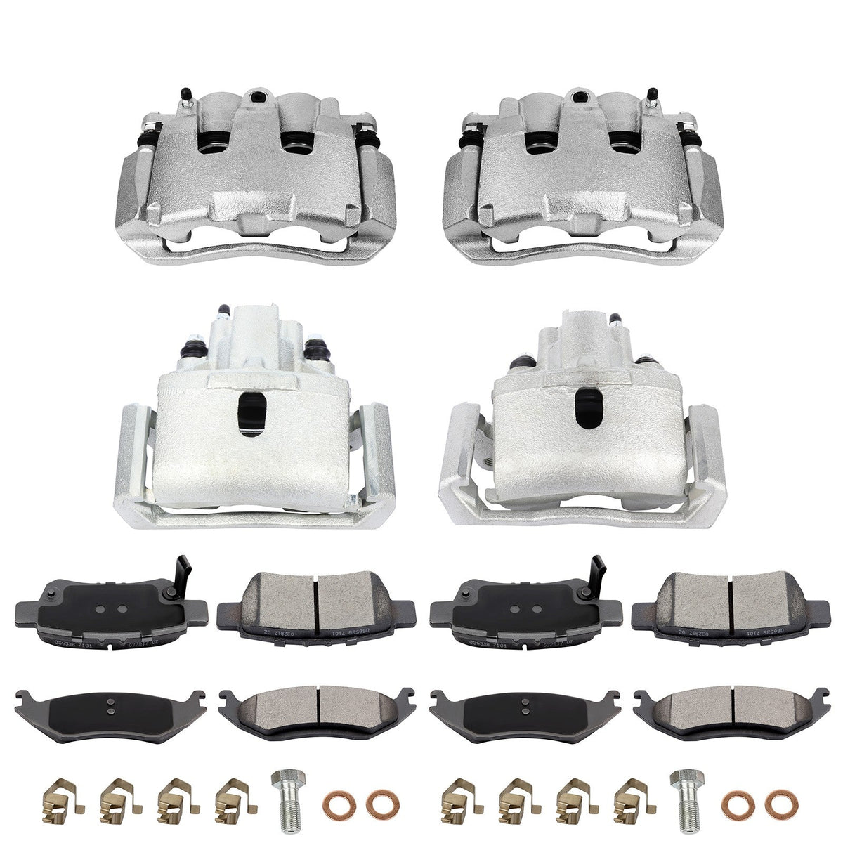 Front+Rear Brake Calipers Brake Pads Set 12Pcs For 2006-2008 Dodge Ram 1500 6B93BC-57