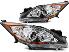 Pair Kit Headlights Assembly For 2010-2013 Mazda 3 Sport 2.0L 2.5L Black Amber 6B93BC-57