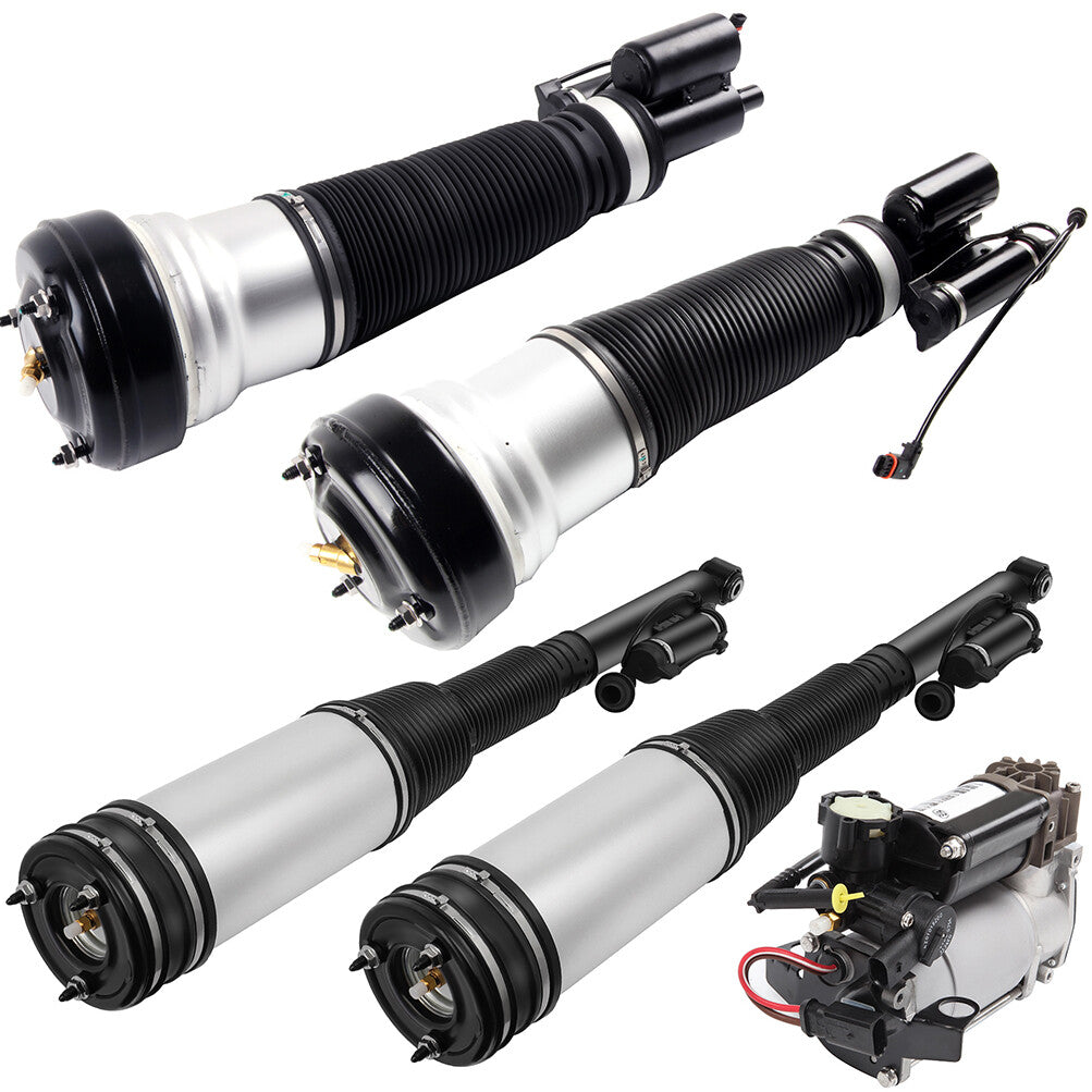 5PCS Front Rear Suspension Shock Air Compressor For Benz 4Matic W220 S430 S500 6B93BC-57