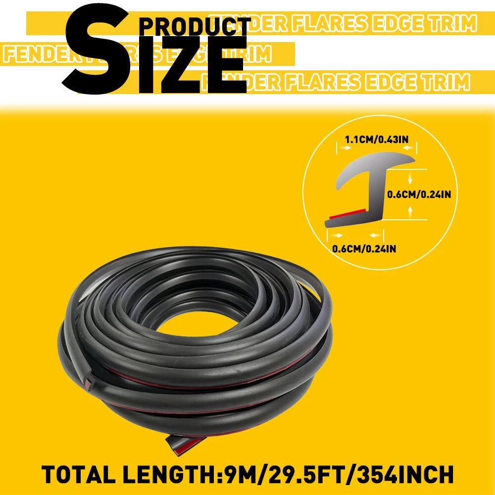 FENDER FLARE REPLACEMENT EDGE TRIM 9m Universal Flexible For Car Truck Wheel EOA 6B93BC-57