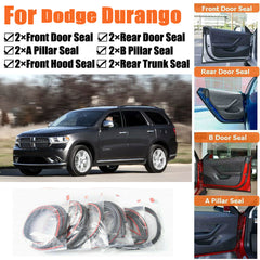 Door Rubber Seal Strips Weather Draft Wind Noise Reduction Kit For Dodge Durango