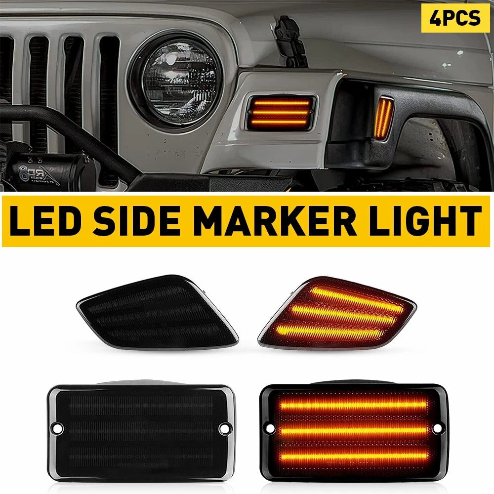LED Front Fender Side Marker Bumper Signal Lights For 97-06 Jeep Wrangler TJ EOA 6B93BC-57