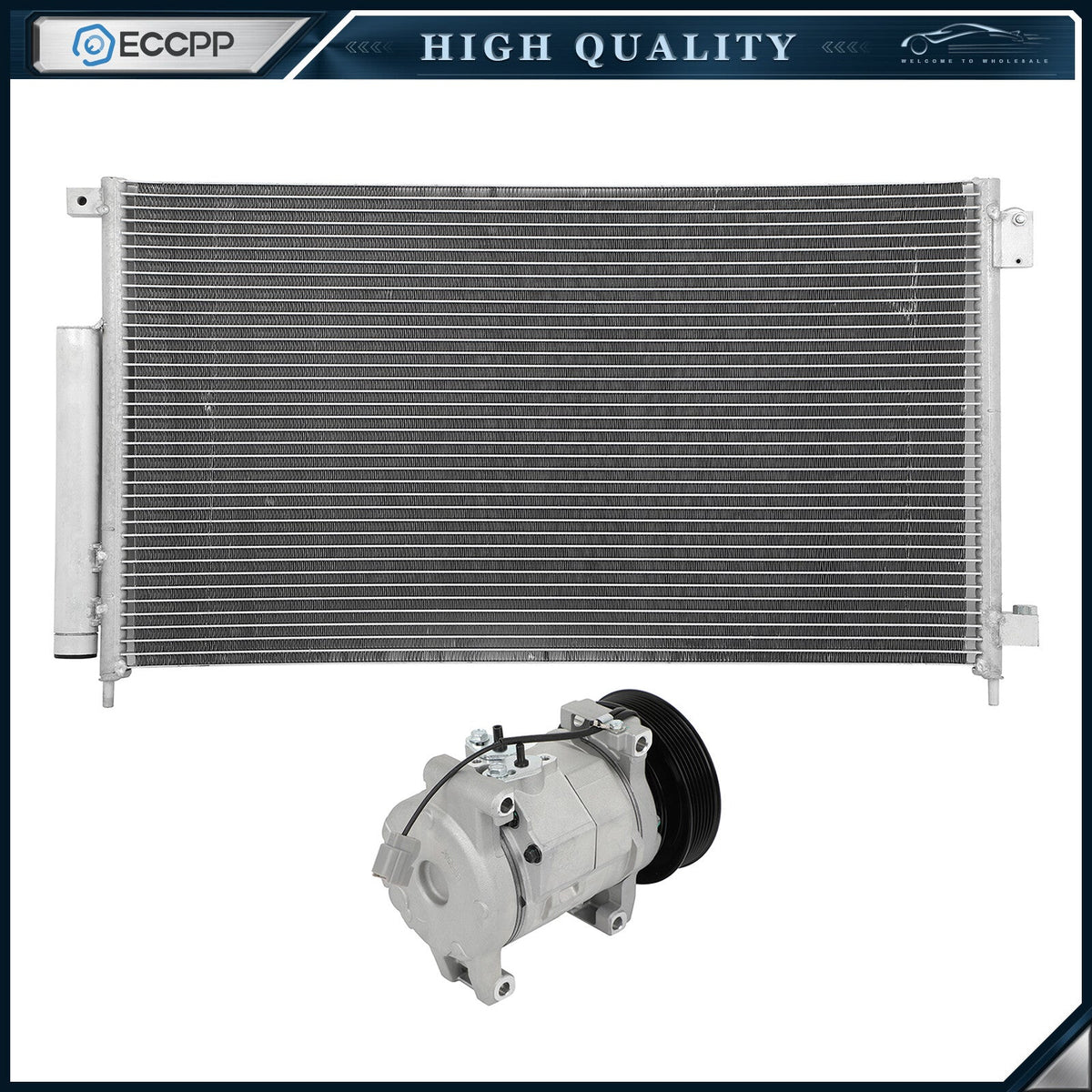AC Condenser & AC Compressor Cooling Kit For 03-07 Honda Accord 6B93BC-57