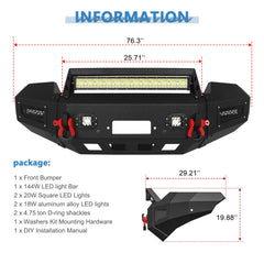 Steel Complete Front Bumper Winch w/ Light Bar D-ring For 2004-2008 Ford F-150