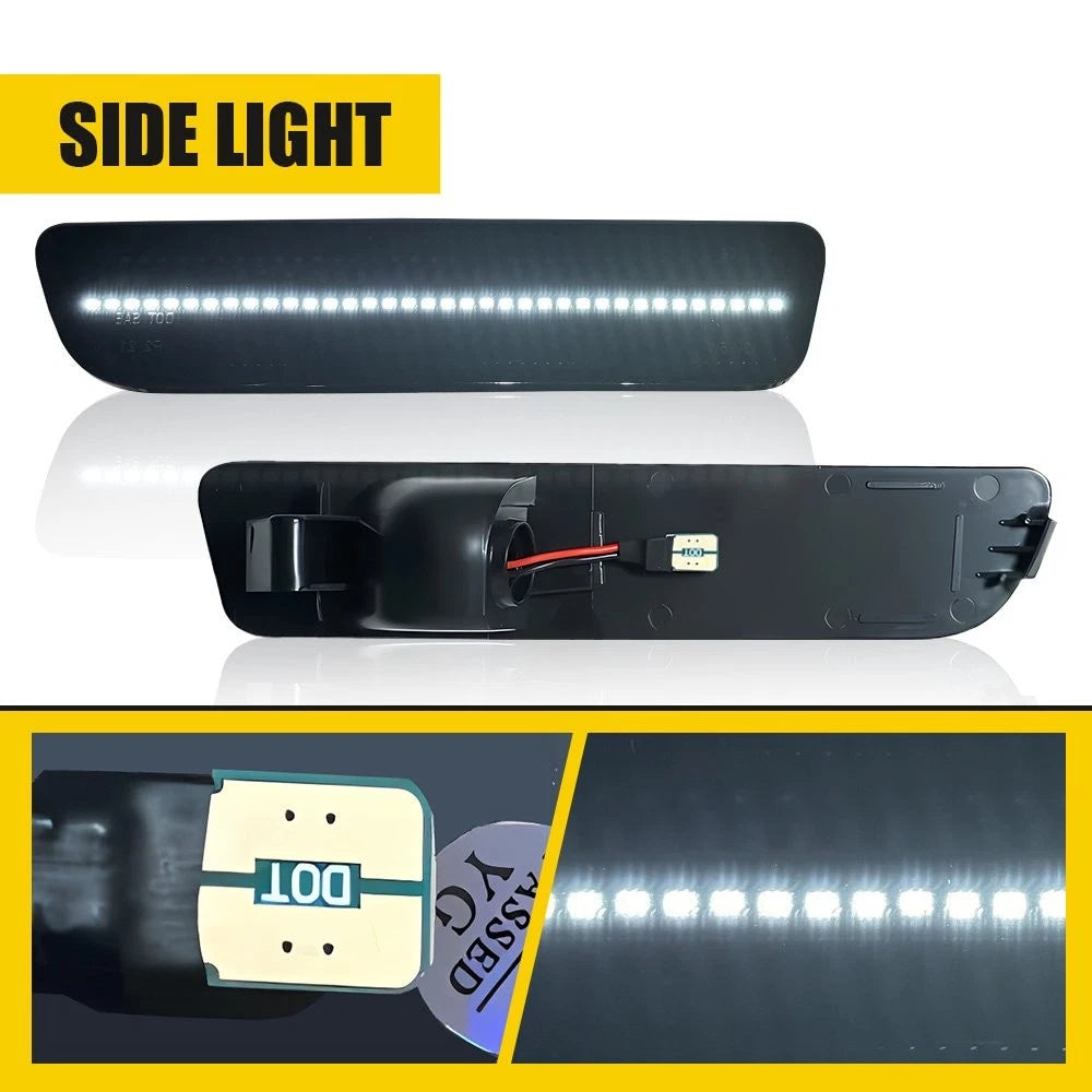For 2005-2009 Ford Mustang LED Rear Bumper Side Marker Lights Smoked Lens White 6B93BC-57