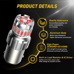 7506 1156 Error Free Red LED Brake Stop Light Lamp Bulb for Audi BMW VW Mercedes 6B93BC-57