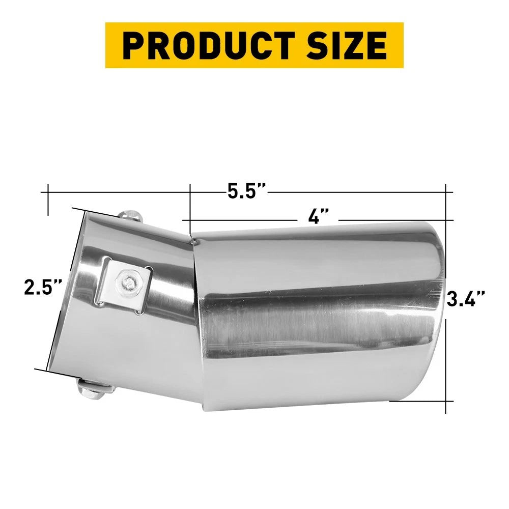 Car Exhaust Pipe Tail Muffler Tip Rear Round Universal Chrome Stainless Steel D 6B93BC-57