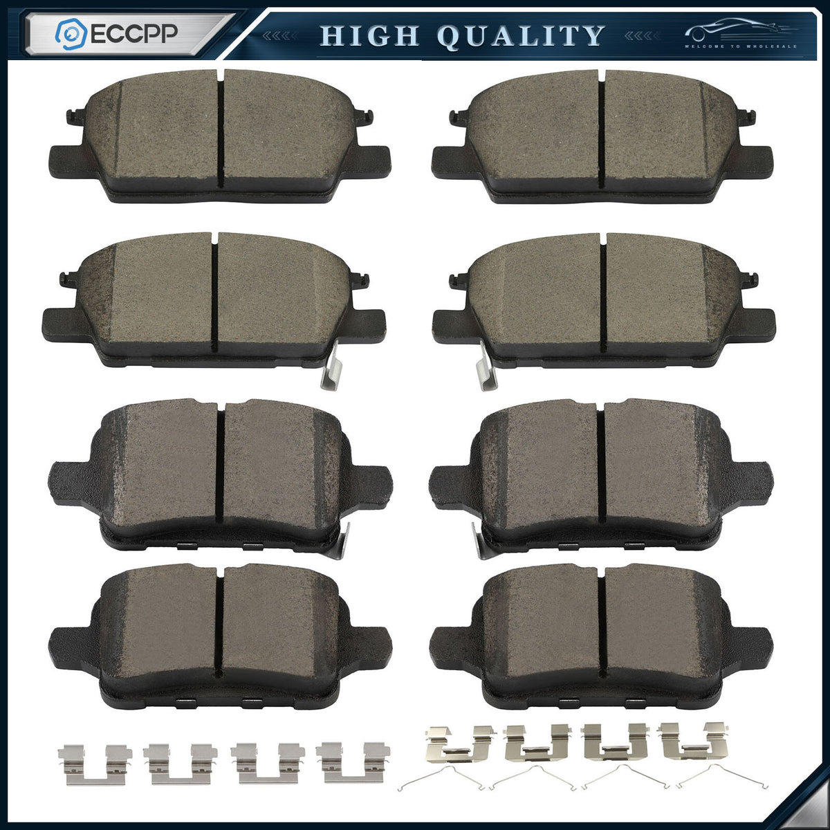 Front and Rear Brake Ceramic Pads For 2018 - 2019 GMC Terrain Brake Code J60