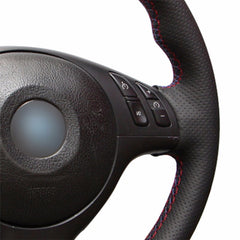 Top Leather Steering Wheel Hand-stitch on Wrap Cover For BMW E46 E39 330i 530i