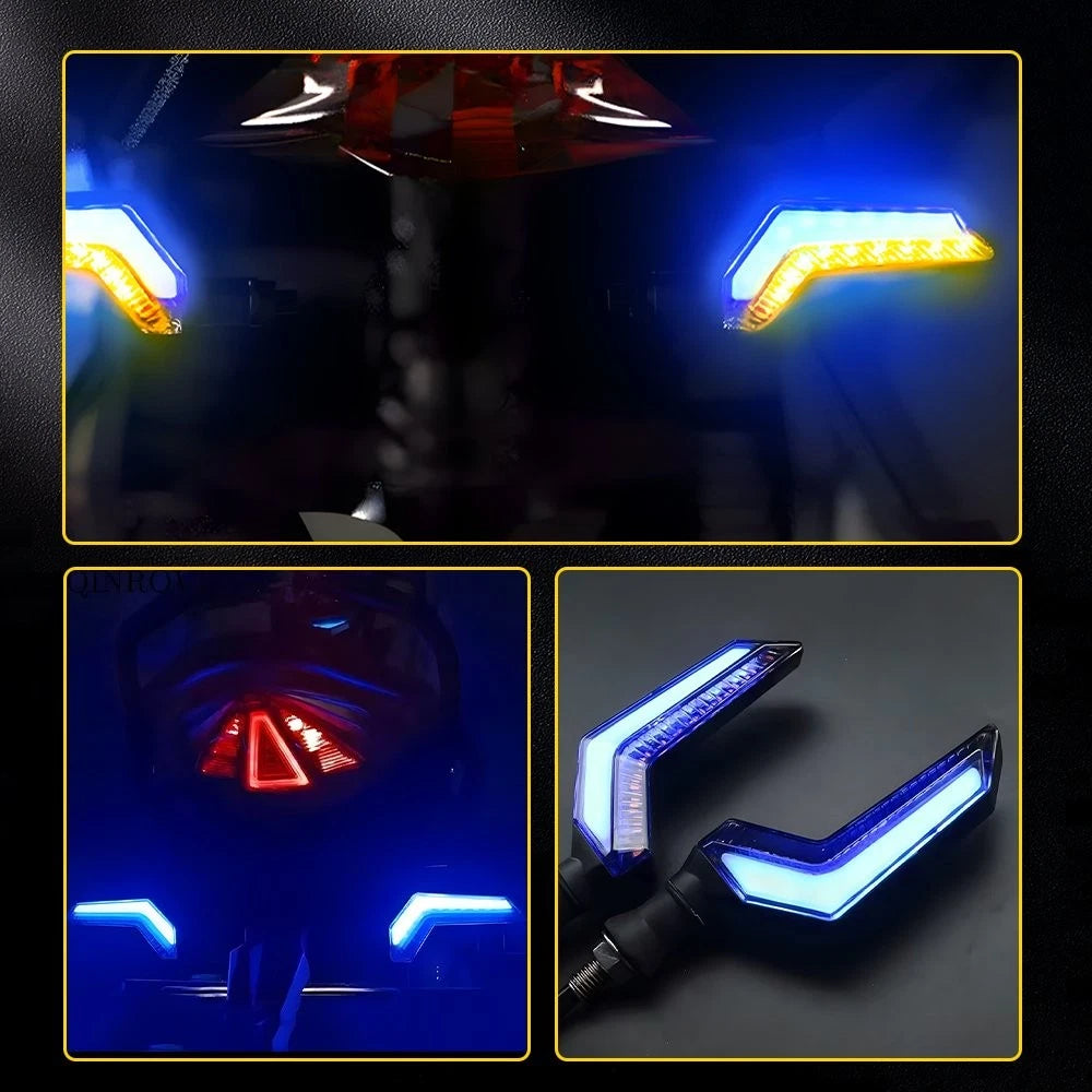 2X Motorcycle LED Turn Signal Light Daytime Running Blinker Lamps Amber Blue A 6B93BC-57