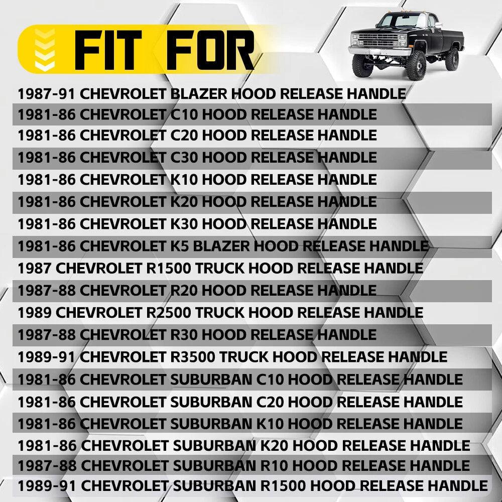 Hood Release Cable w/ Handle For 1981-1991 Chevy GMC Pickup Truck SUV BDA49298 A 6B93BC-57