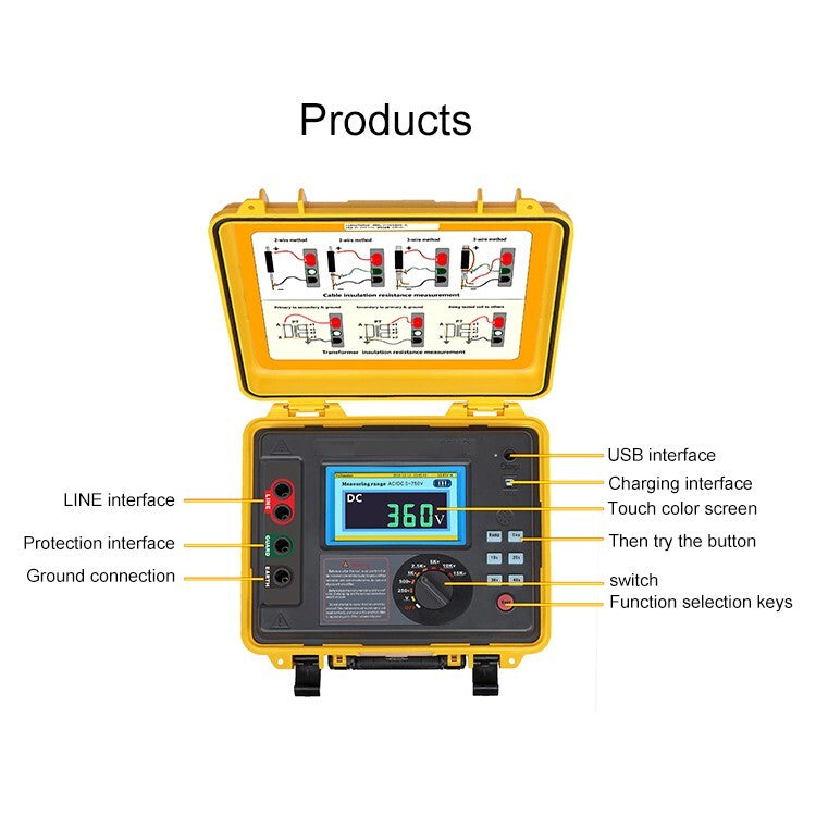 Digital 5KV High Voltage Insulation Tester with 0.5MΩ～10TΩ 1000 Groups Data 6B93BC-57
