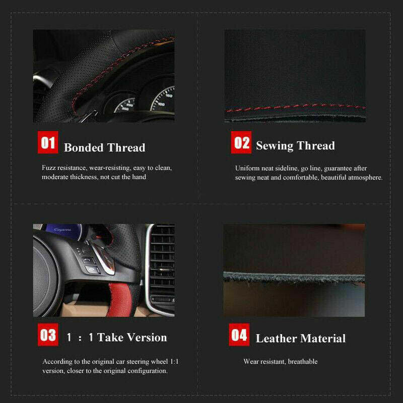 3D Carbon Fiber&Leather Steering Wheel Stitch on Wrap Cover For Isuzu D-MAX 20+ 6B93BC-57