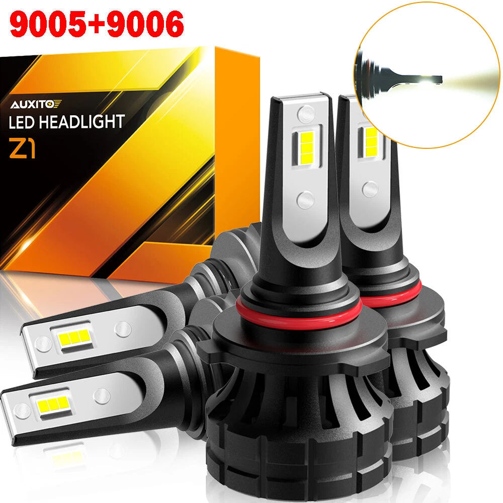 4X AUXITO 9005 HB3 9006 LED Headlight Bulbs High Kit Beam 6000K White 20000LM Z1 AUXITO