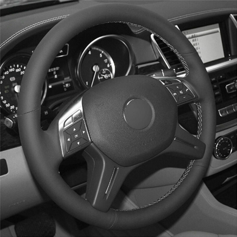 Top Leather Steering Wheel Hand-stitch on Wrap Cover For Benz GL350 ML350 6B93BC-57