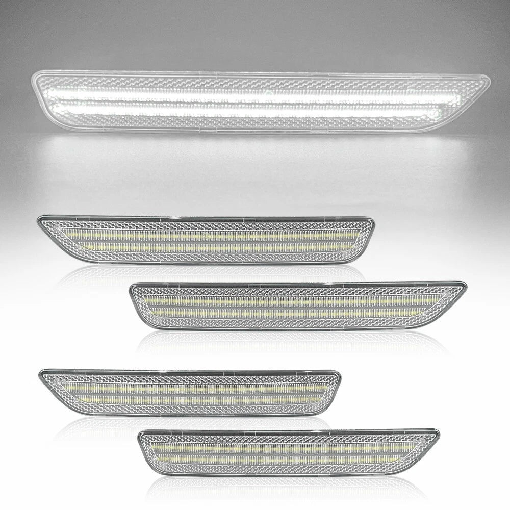 For 2010-14 Ford Mustang LED White Side Marker Light Lens Clear Front Rear 4pcs 6B93BC-57