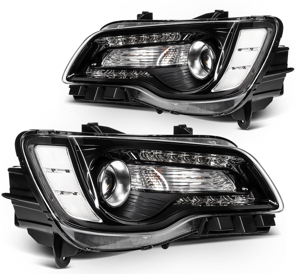 ECCPP Halogen Headlights Assembly For Chrysler 300 2015-2023 Pair Kit Black 6B93BC-57