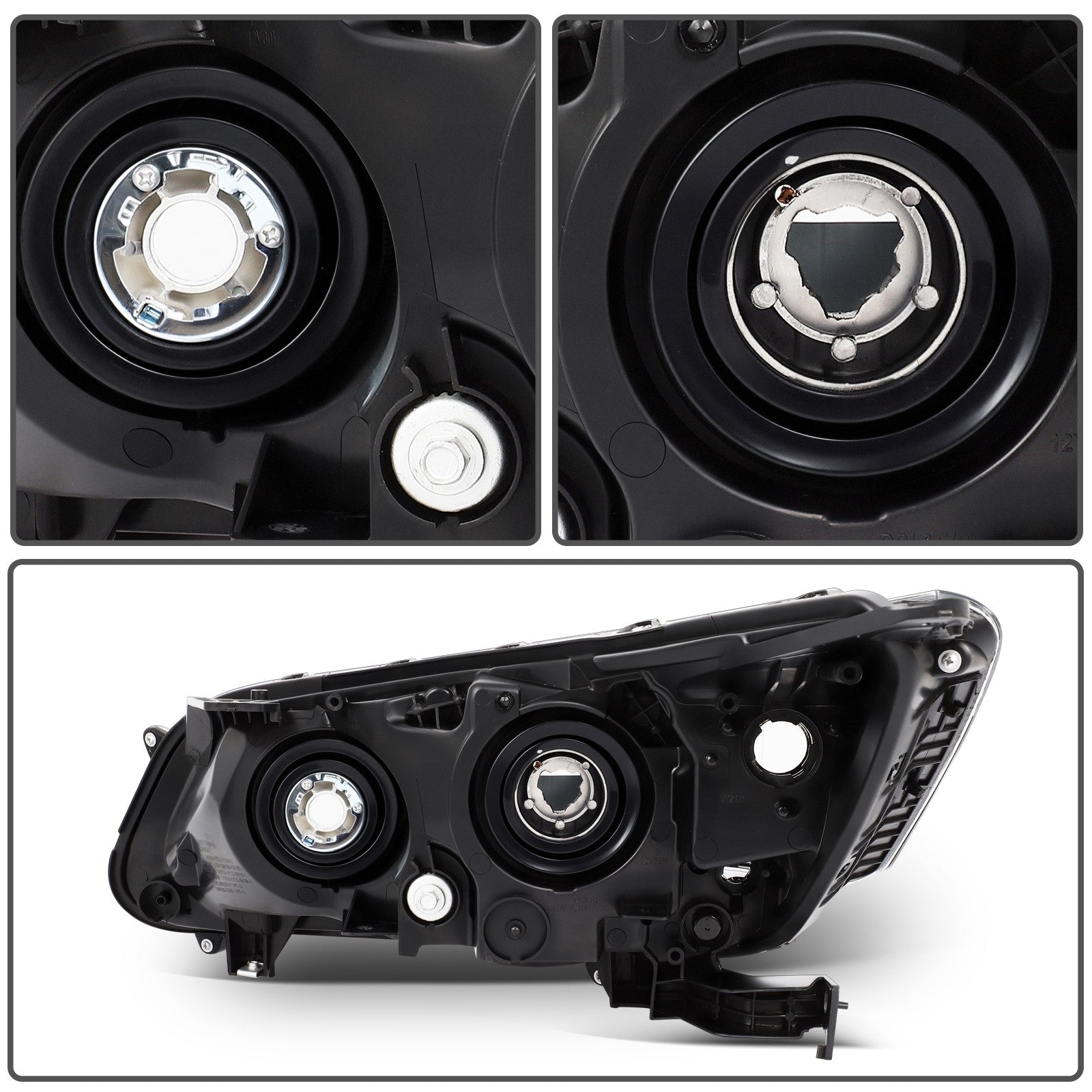 ECCPP Halogen Headlights Assembly For Honda Accord 2013-2015 Pair Black Amber 6B93BC-57
